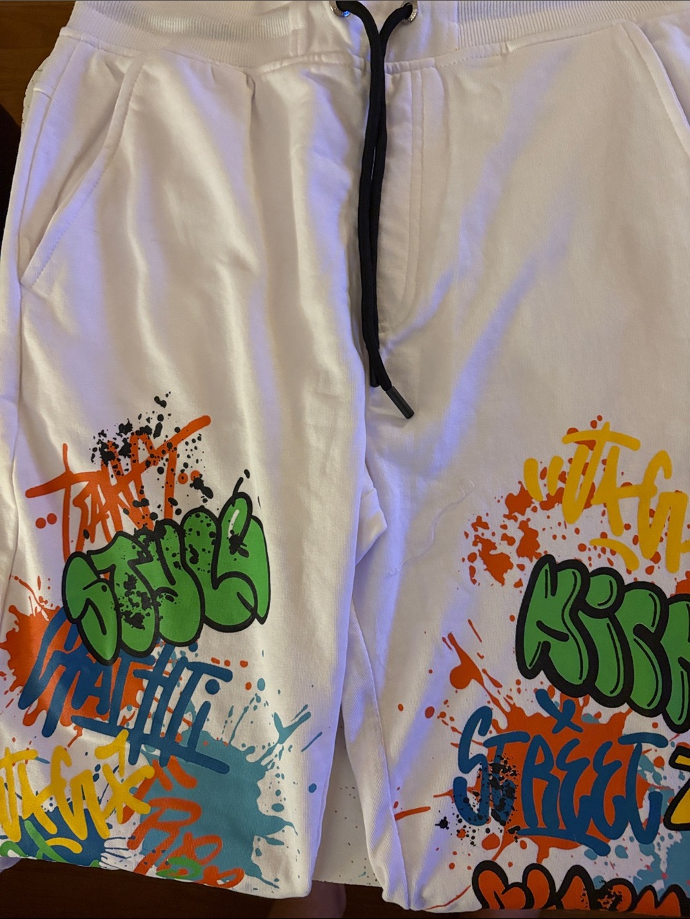 Women’s White Graphic Jogger Pants with Multicolor Street Art from Switch